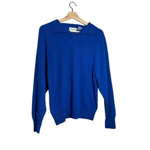 Daniel Caron Wool Blend Cobalt Blue Mock Turtle Neck Long Sleeve Sweater Size M